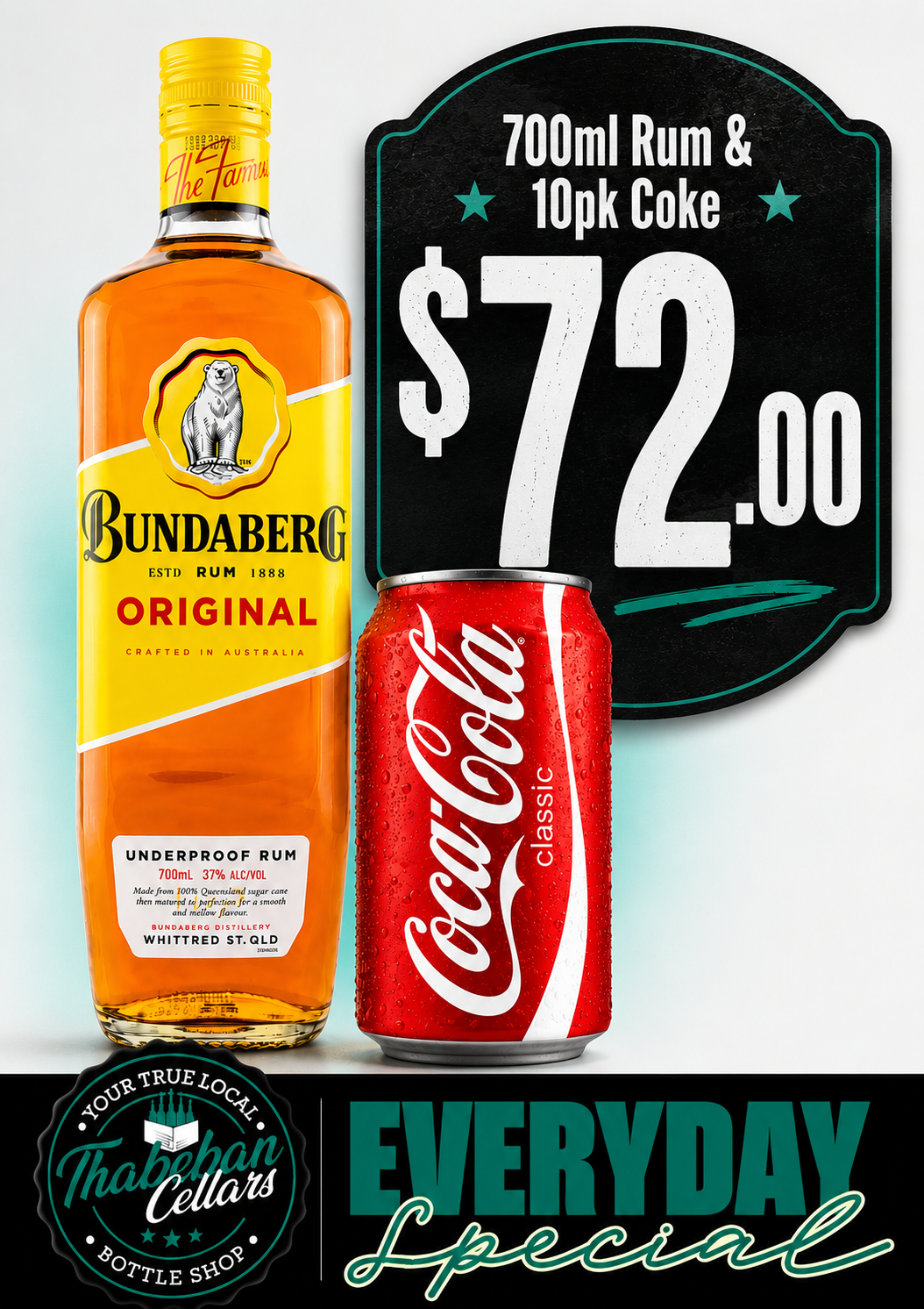 700ml Bundy Rum & 10pk Coke