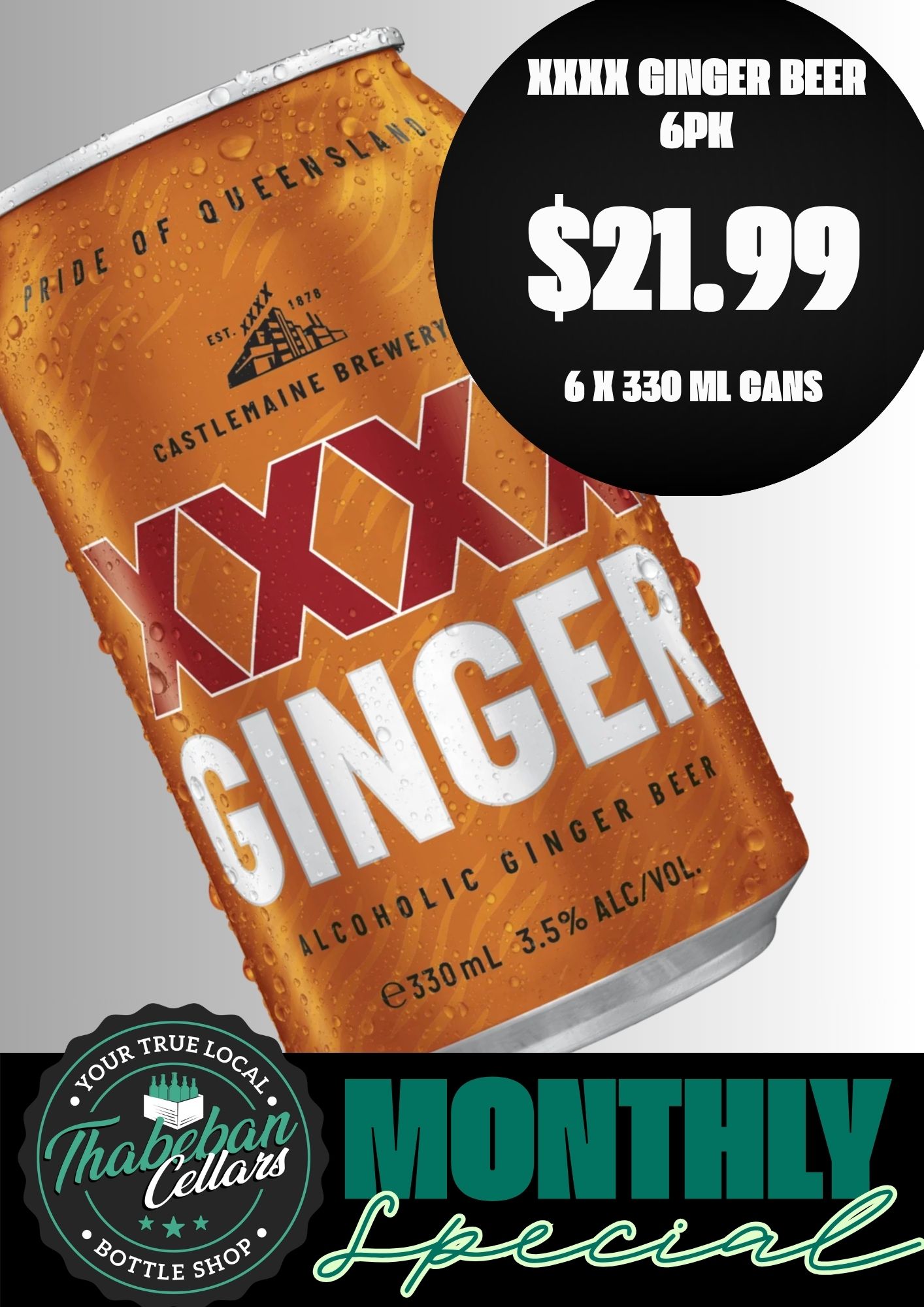 XXXX GINGER BEER 6PK